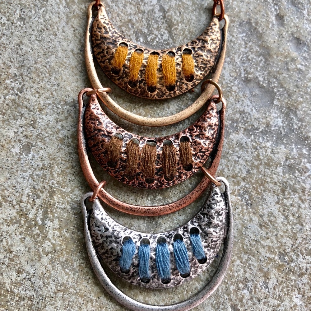 Art Statement Necklace Copper With String Custom - image 3